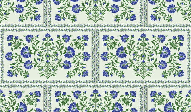 Traditional botanical floral  pattern. Vintage floral block print. botanical, textile, seamless pattern.