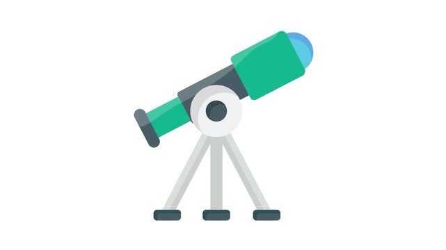 Vector illustration of a telescope icon, featuring a sleek design with a pointed lens and a sturdy base.