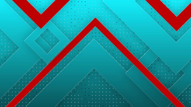 vibrant red chevron pattern on blue background with layered geometric shapes and dotted textures for modern design inspiration