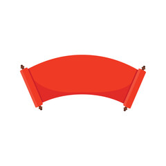 Chinese curved scroll. Oriental asian scroll paper, japanese culture cartoon vector illustration