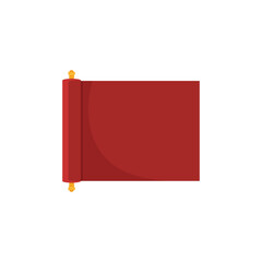 Chinese red blank scroll. Oriental asian scroll paper, japanese culture cartoon vector illustration