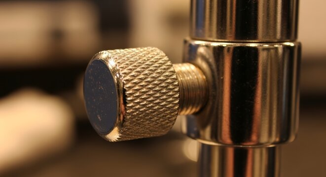 Close-up of metal valve handle.