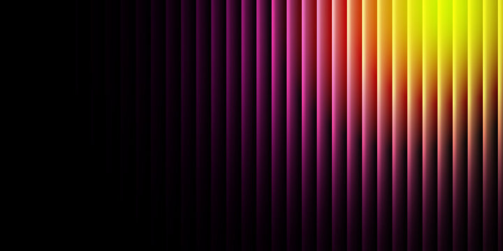 Vibrant abstract background featuring gradient colored vertical lines transitioning from black to yellow with shades of purple and orange hues in a dynamic visual display.