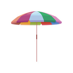 Obraz premium Summer beach sunshade. Beach sunbathing tools, sea umbrella instrument cartoon vector illustration