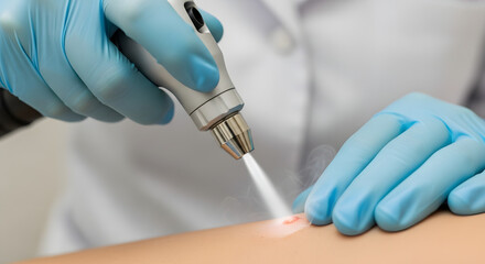 Medical professional performing a cryotherapy procedure
