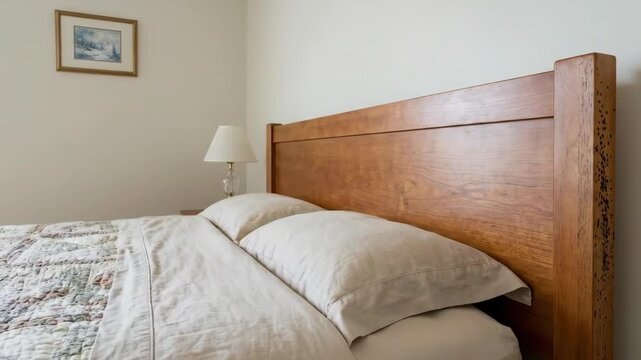 Bedbug infestation on wooden bed frame in various stages of a house bedroom showing signs of pest control issue.