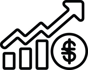 Revenue Analytics Icon &ndash; Bar Graph and Dollar Symbol for Business Profit and Market Performance