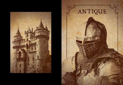 Antique Pattern Poster Photo Effect Mockup