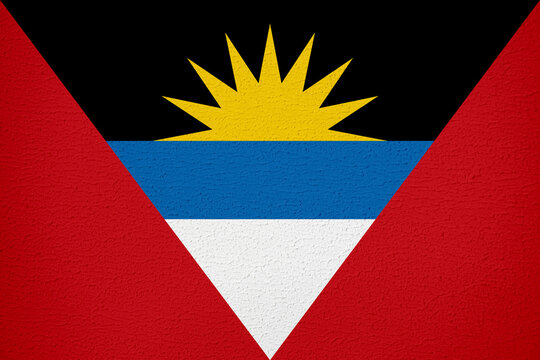 Antigua and Barbuda Flag with Wall Texture Background