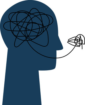 Tangled mind concept. Depression or mental problem icon
