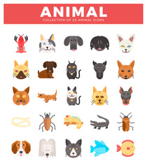 Obraz premium stylized animal icons in a grid. Flat design. vector illustrations. isolated on white.