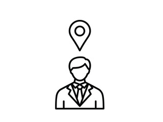 Fototapeta premium Business man icon with location pin above head, concept of finding or targeting a person, vector illustration