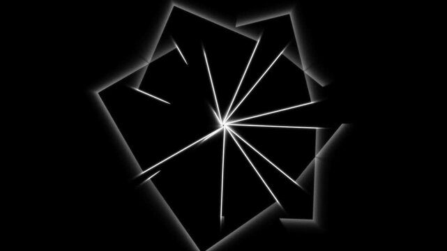 Abstract white glowing laser light rays pattern background, radial starburst energy animation