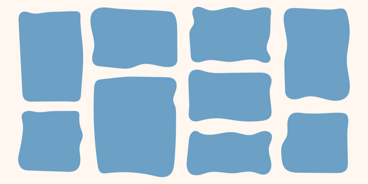 Doodle curvy frame organic wavy shape with abstract text box and cloud or playful blob for random form. Simple squiggly uneven blot and badge element through oval amoeba graphic with black