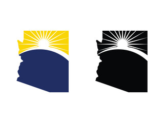 Sunset of Arizona maps design, vector illustration, isolated on transparent background