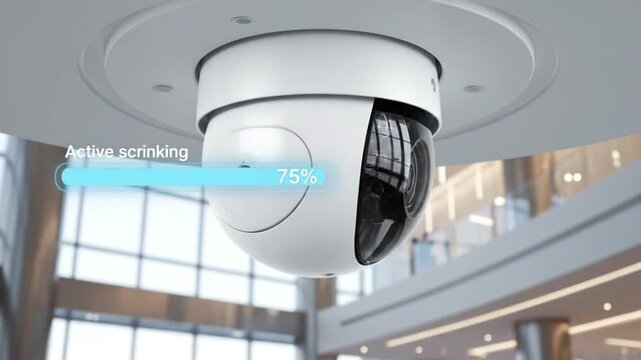 Ceiling Mounted Dome Security Camera in Corporate Lobby
