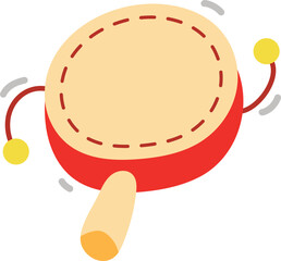 Chinese New Year Drum Illustration in Red and Gold