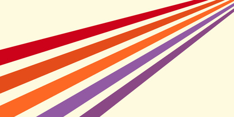 Abstract colorful 70s background vector. Vintage retro wallpaper with rainbow stripes and wavy lines. A 1970 color illustration suitable for posters, banners, decorative items and wall art.