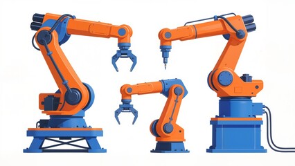 Orange and blue robotic arms
