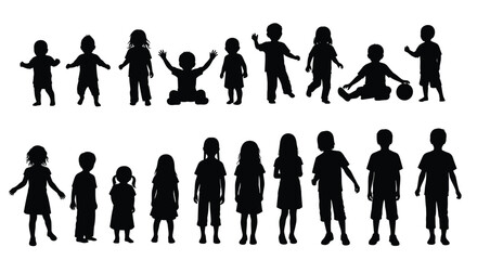 Collection of Children Silhouettes in Various Poses