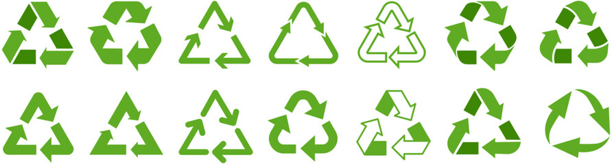 set vector Recycle icon. Ecology green symbol. Recycling triangle sign design illustration