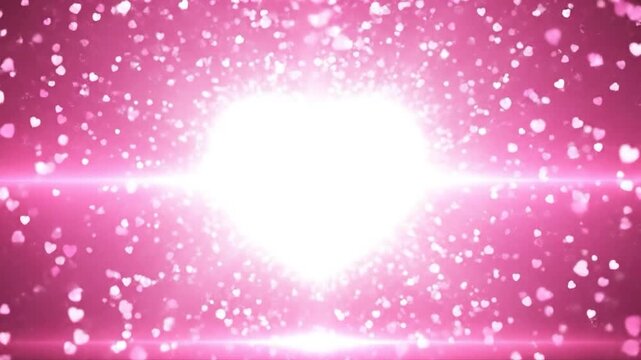 Romantic Valentine Stage With Floating Hearts and Elegant Pink Curtains

