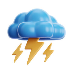 3D render of vibrant weather icon, featuring cloud and electric discharge, perfect for forecasting . Isolated on transparent background, png