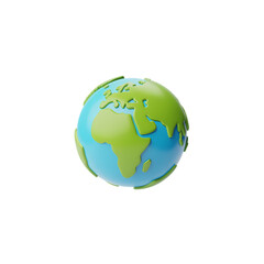 3D render of planet Earth emphasizing global sustainability and ecological preservation . Isolated on transparent background, png