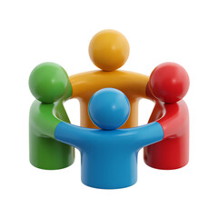 Embracing unity, symbolized by a circle of vibrant figures, signifies connection . Isolated on transparent background, png