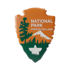Iconic National Park emblem signifies protected land and natural beauty . Isolated on transparent background, png