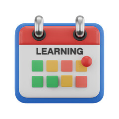 calendar concept for education, highlighting learning with a red marker . Isolated on transparent background, png