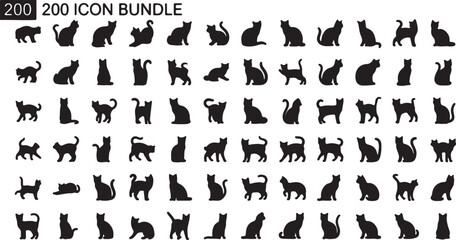 Silhouette Abstract Feline Design Set