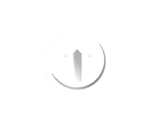 Simple metallic arrow pointing up inside a partial circle