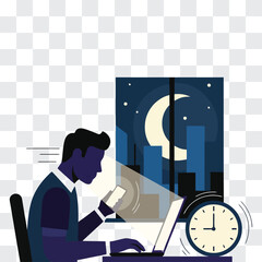 Minimalist Freelancer Workspace Silhouette Laptop Coffee and Notebook on Desk