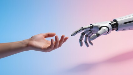 Human hand and robotic hand reaching