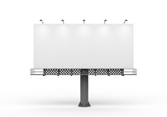 Obraz premium Large Outdoor Billboard Structure Illuminated Against White Background With Copy Space For Advertising And Promotion Isolated White Background