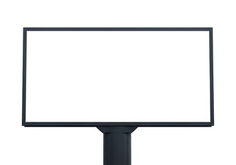 Obraz premium Modern Dark Gray Billboard With A Large Blank White Screen Isolated On A Pure White Background Ready For Advertising Copy And Graphics