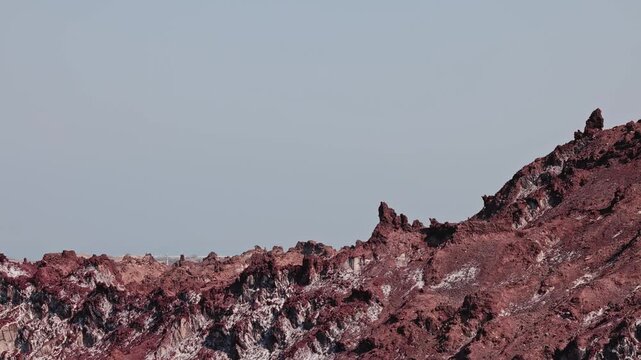 Colorful salt mountains on Hormuz Island in Iran, known as the Rainbow Island, featuring surreal mineral Martian landscape and vivid natural patterns in Persian Gulf. Unique geological formations 