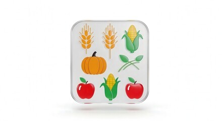 Fototapeta premium Colorful Vegetable and Fruit Icons Illustration for Healthy Eating or Nutrition Concepts