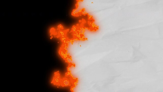 transition of fire burn on textured paper. 4k video.