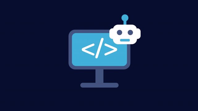 AI Coding Helper Icon, Vibrant Colored, Seamless Loop Animation, 4K Transparent Background