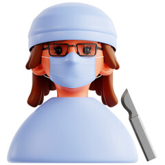 3D Surgeon With Scalpel Illustration