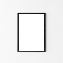 Minimalist Black Framed Blank Canvas Poster Mockup Centered on a Textured White Wall Displaying Realistic Lighting and a Clean Aesthetic Isolated White Background