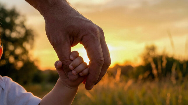 una silueta de una mano ni&ntilde;o junto a la mano del padre, concepto del d&iacute;a del padre, con espacio para texto