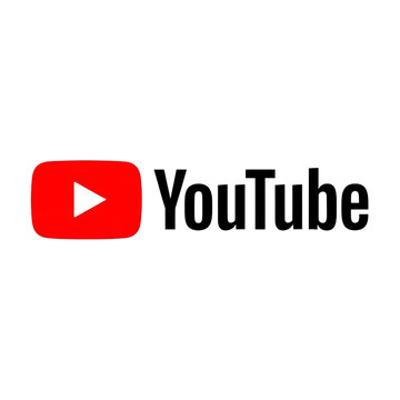 Editorial YouTube logo with compact red play icon and black YouTube wordmark, clean balanced illustration for video sharing service