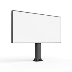 Blank White Billboard Signage With Dark Gray Pole Support Structure And Textured Base Isolated White Background