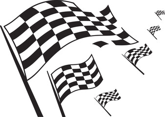 Checkered Flags of Triumph: A dynamic array of checkered flags waves proudly, evoking the thrill of the finish line and the spirit of competition. This image celebrates victory, speed.