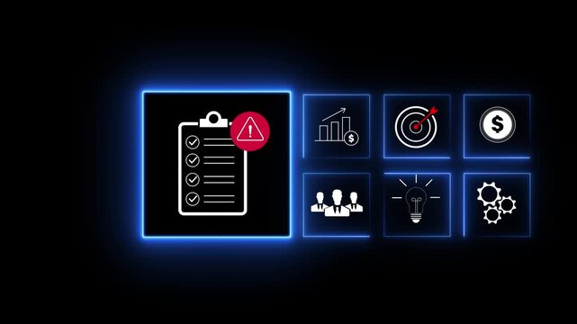 Risk management and assessment for business investment, Risky business risk management control and strategy. Motion graphics of document concept