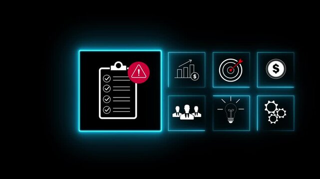 Risk management and assessment for business investment, Risky business risk management control and strategy. Motion graphics of document concept