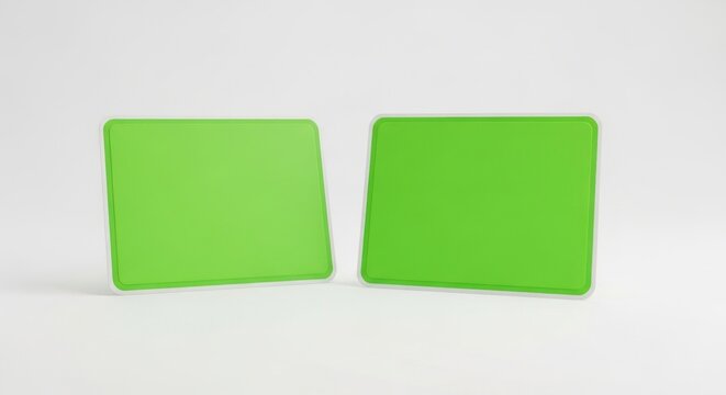Two Square Green Blocks Side By Side Against A Plain White Background In Soft Studio Lighting Featuring Clean Edges And Simple Geometric Shapes Ideal For Design And Graphics Isolated White Background